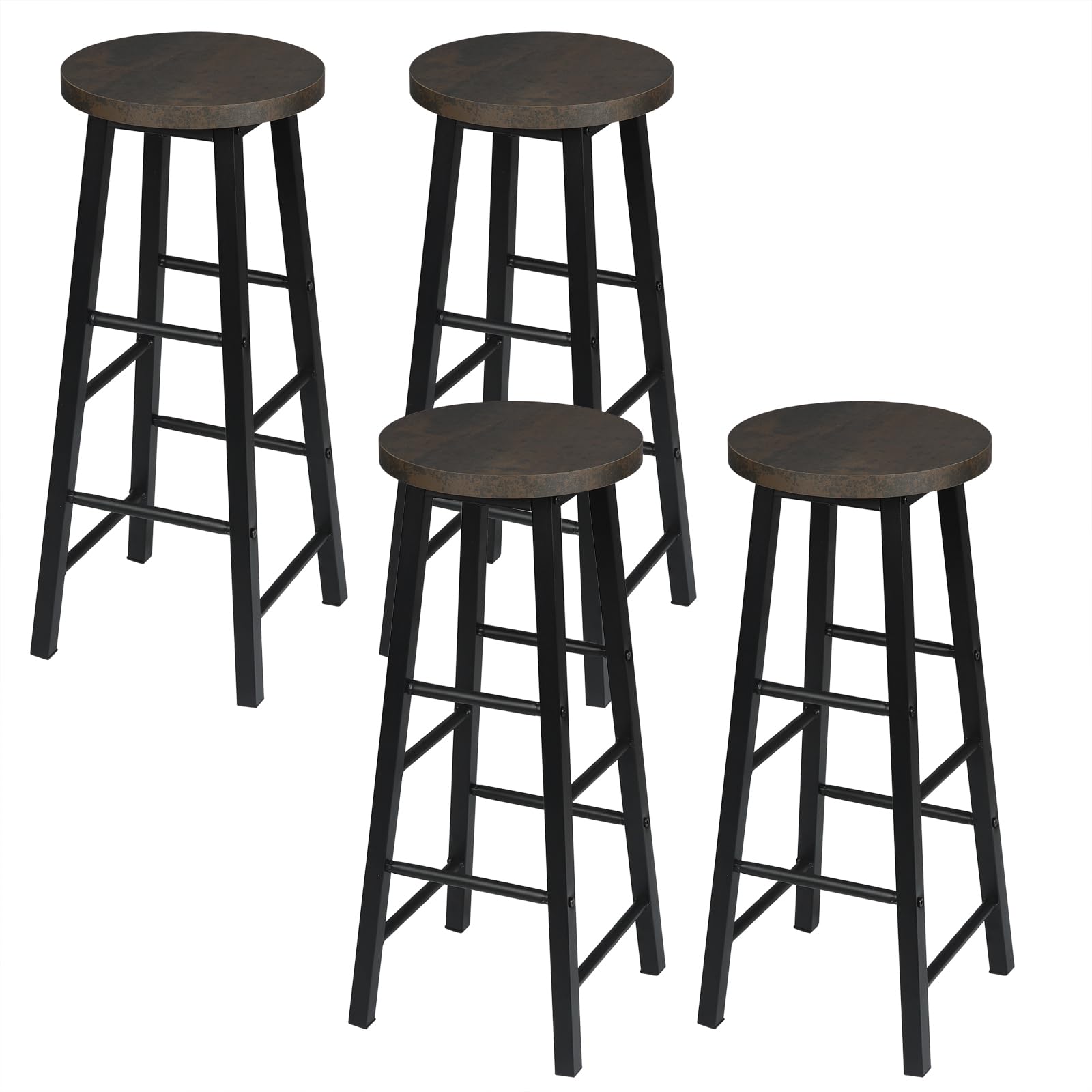 WOLTU Barhocker 4er Set mit Fußstütze, 71 cm Hohe Barstuhl aus Stabilem Metallgestell, Einfache Montage - für Küche, Bartheke und Esszimmer - Schwarz+Rostfarbe