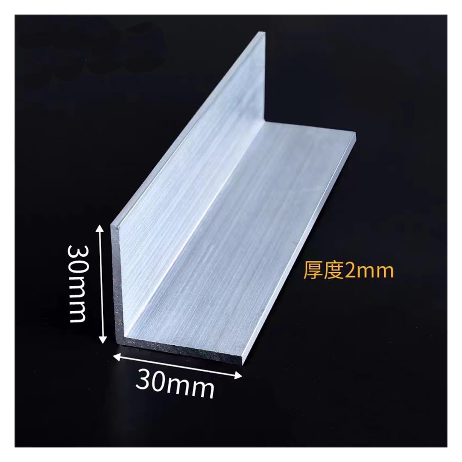 Perfil triangular con borde de aleación de aluminio en forma de L, ángulo recto 6063, bricolaje(30x30mm-490mm 2Pcs,Thick 3mm)
