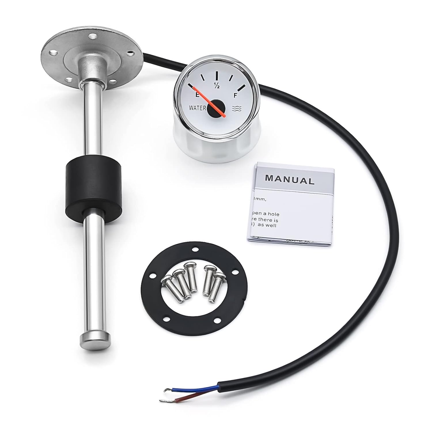 水位センサー、 52 ミリメートルゲージ水位計赤色光 0-190Ohm 水タンクレベルインジケータメーター燃料水位センサー(400m