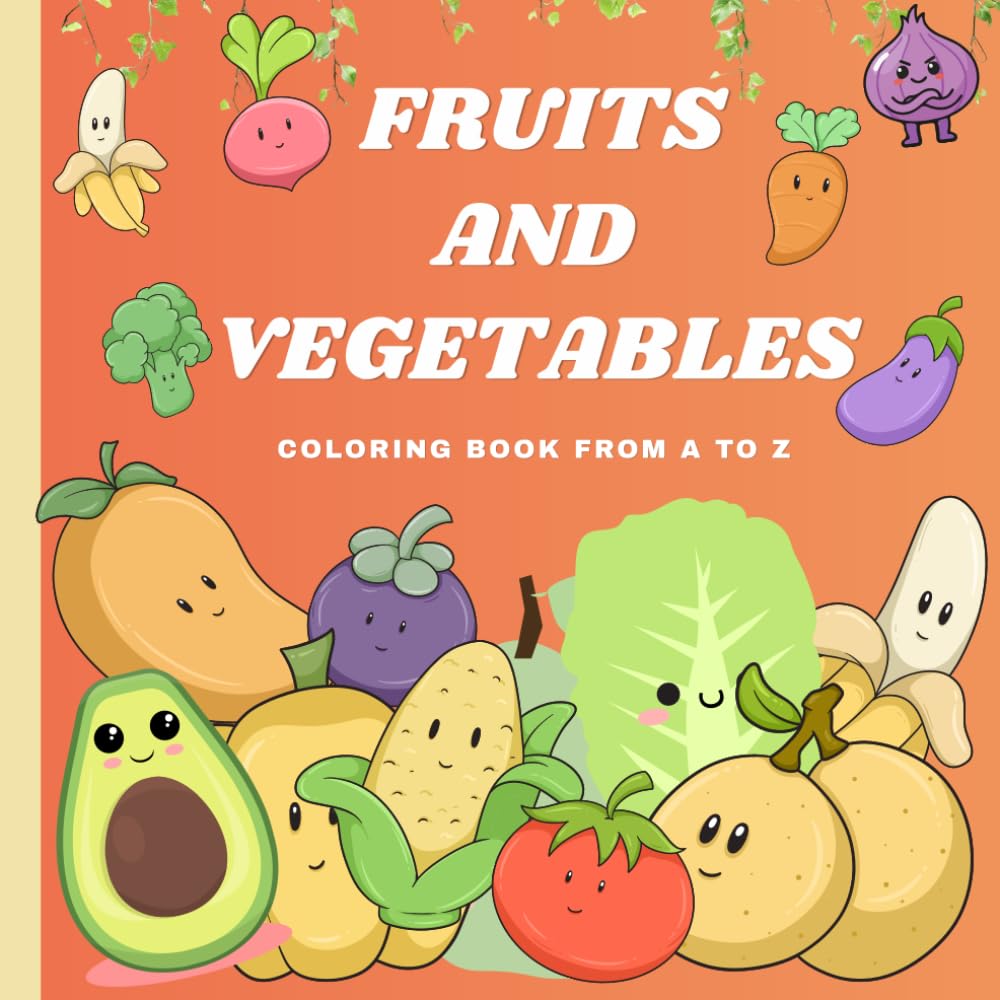 A-Z Fruits & Vegetables Coloring Book for Kids