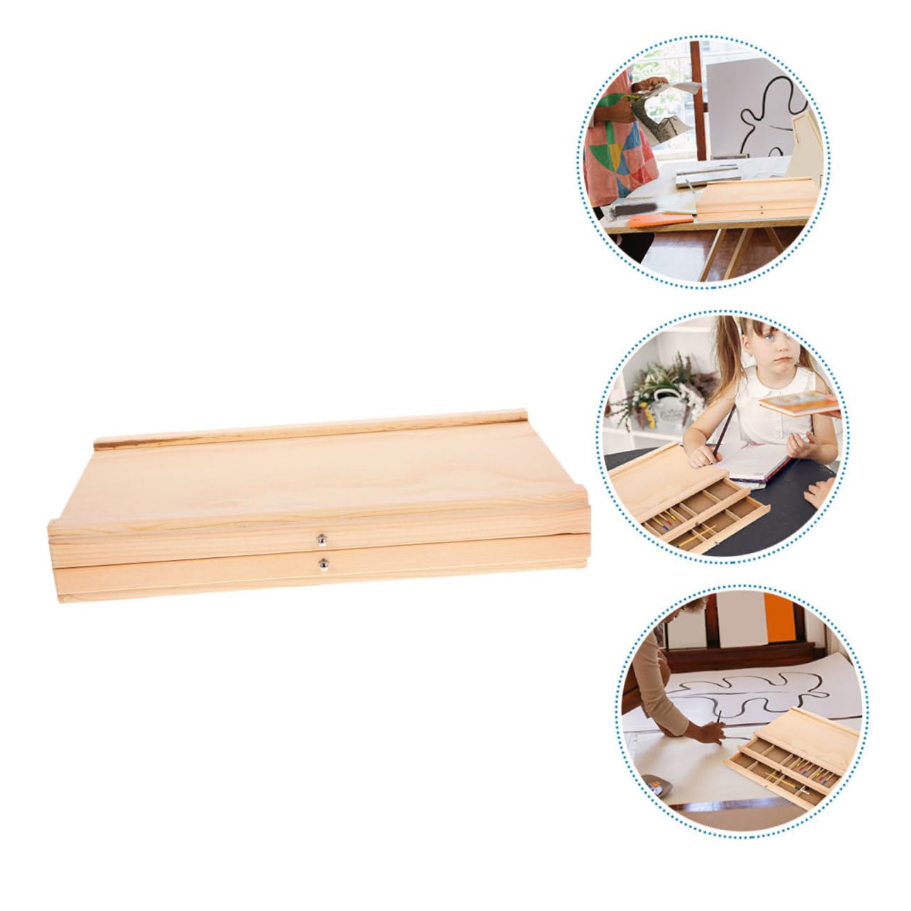 HAWILLOSCH Art Supply Storage Box Multi-Drawer Marker Organizer Wooden Storage Box for Artists Paintbrush Holder