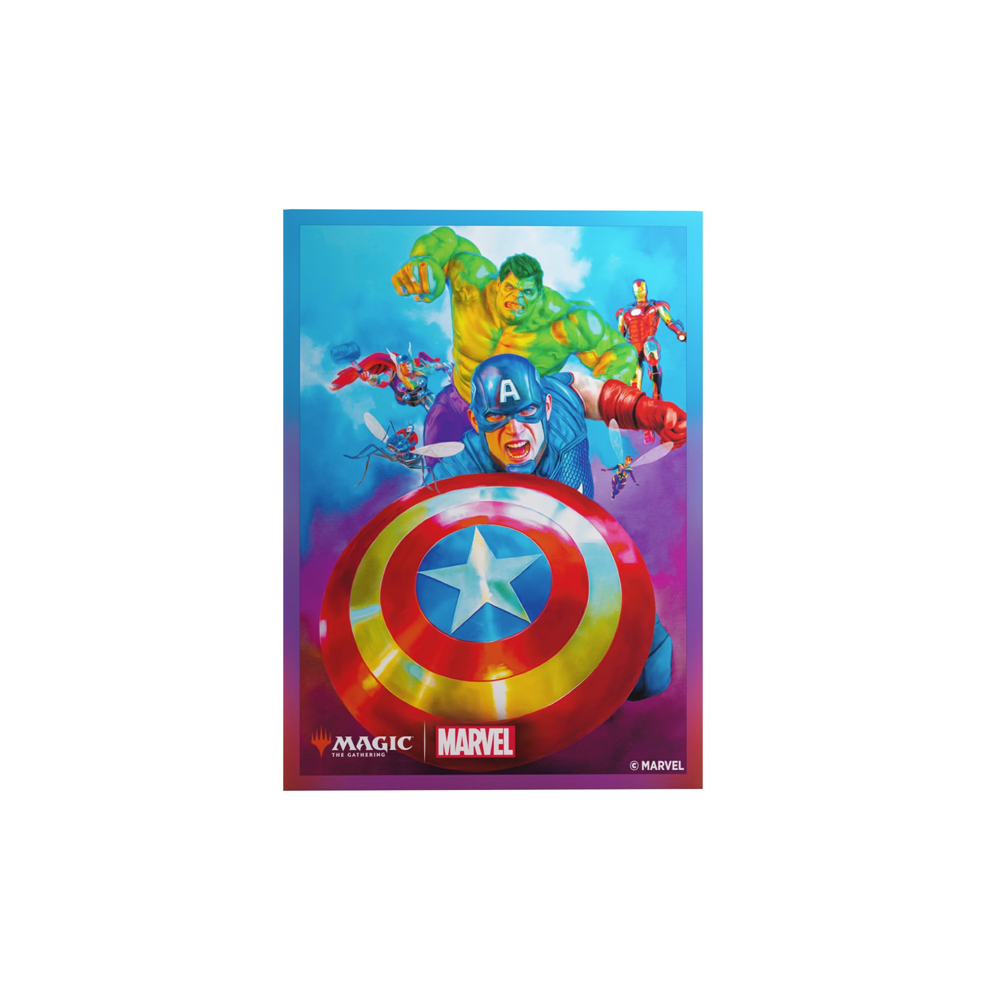 Gamegenic | Magic: The Gathering | Marvel Super Heroes Premium Art Sleeves - Captain America, Team Leader | Trading Card Game Accessory | Ages 13+