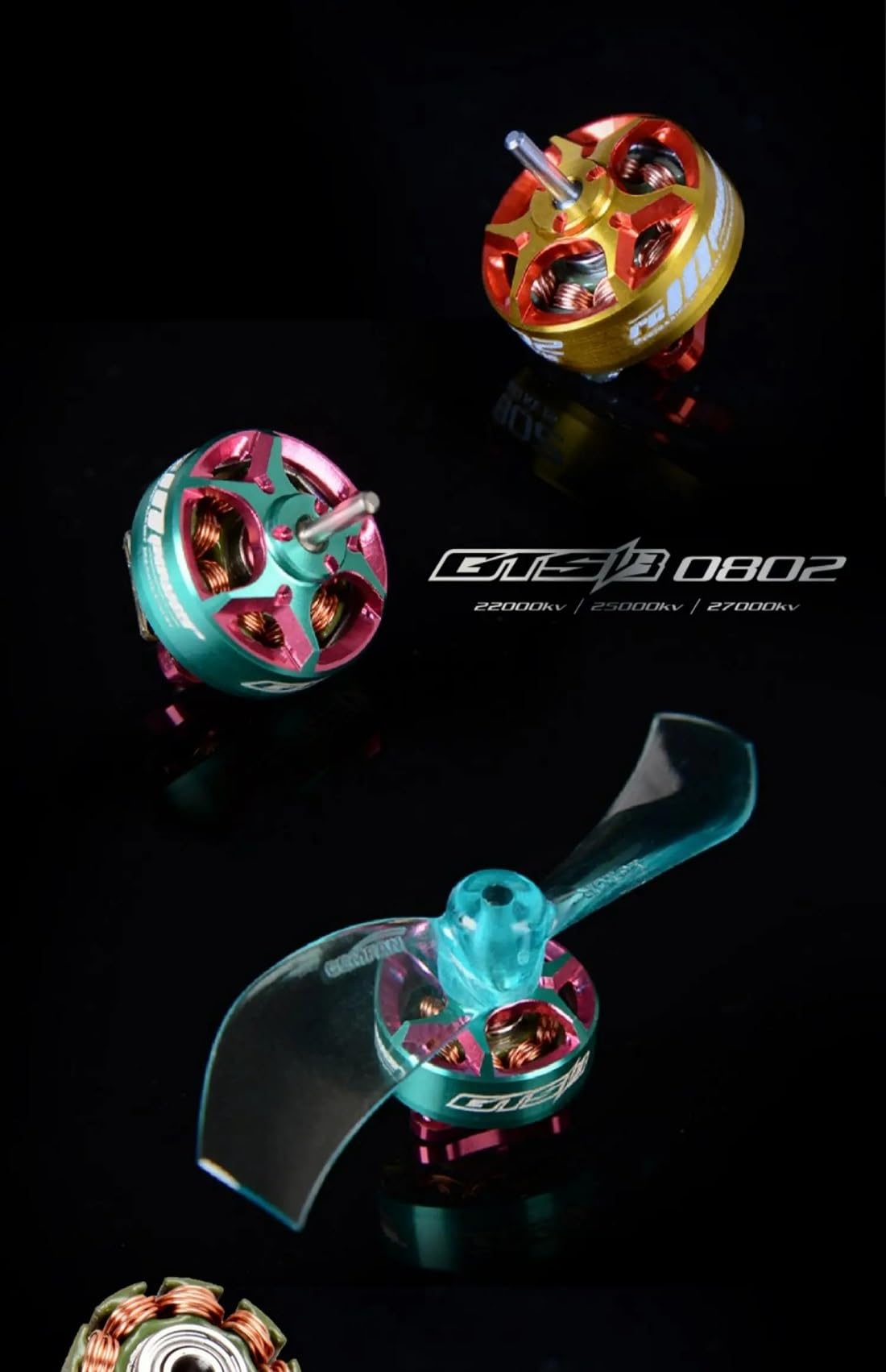GTS V3 0802 22000KV/25000KV 1S 4,25V FPV bezszczotkowy silnik do silników RCINPOWER 1,2 ~ 4,1 cm mini drony wyścigowe z ramą wewnętrzną (4 szt. 0802 25000KV)