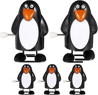 STOBOK Christmas Wind Up Toys, 5Pcs Clockwork Penguin Walking Toys Santa Stocking Stuffers Party Favors for Christmas Ornaments and Birthday Decorations