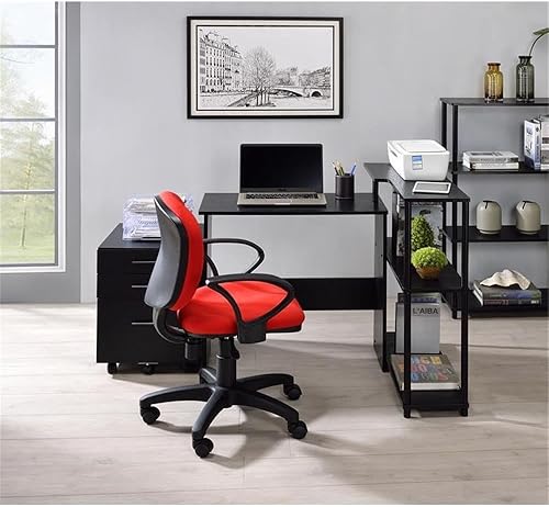 Miniatura 6 de Acme Nypho - Estantería rectangular con 4 estantes de madera con marco de metal, color negro