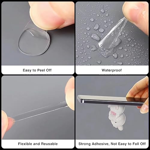 Miniatura 5 de 500 unidades de cinta adhesiva adhesiva de doble cara, puntos adhesivos transparentes extraíbles de 0.394 in0.39 pulgadas, cinta de pared para
