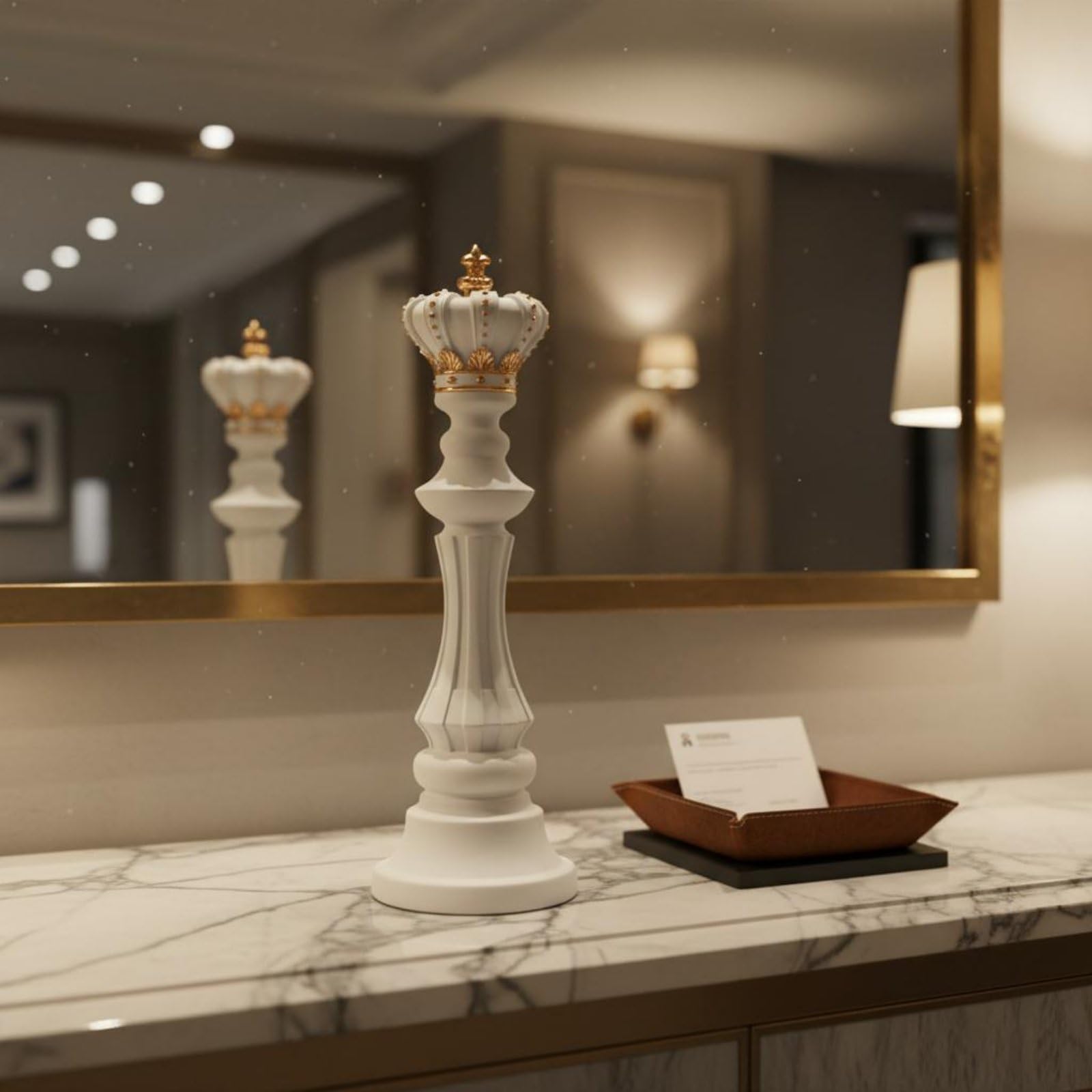 TISHITA Scacchiera Re Scultura Statua Ornamento Decorazione in Resina Superficie Rifinita a Mano Stile Sobrio Profilo Scultoreo Adatta per Studio Ufficio Reception Tavolino Mensola, Nero