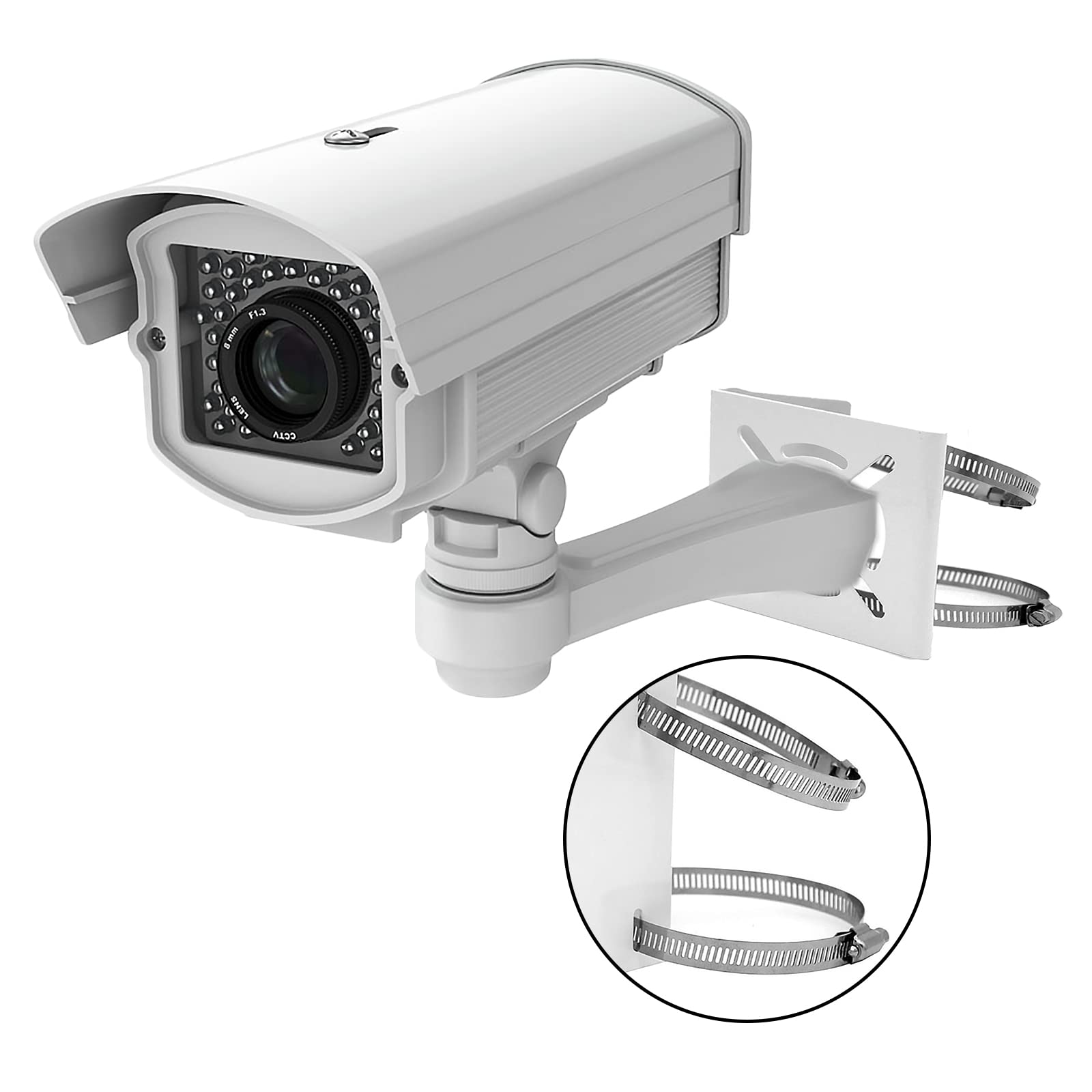 2 Stück Überwachungskamera Halterung - Edelstahl Mastbefestigung Mit Verstellbaren Ringen