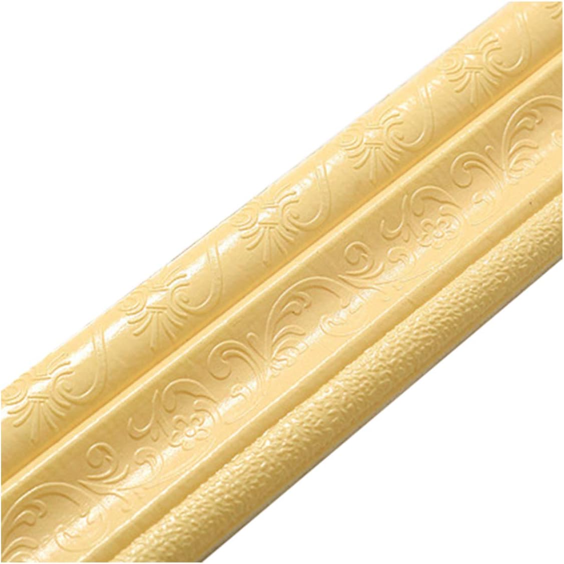 90"x 3" Self Adhesive Flexible Foam Molding Trim, 3D Sticky Decorative Wall Lines Wallpaper Border for Home, Office, Hotel DIY Decoration, Yellow