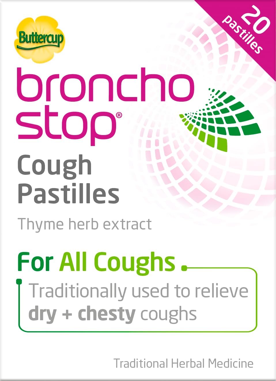 Cough Pastilles (20 Pastilles) - Relief for All Cough Types Including Chesty & Dry Coughs - Non Drowsy Anti Mucus Formula with Traditional Thyme Herb Extract