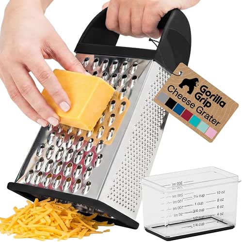 GORILLA GRIP® XL 4-Sided Stainless Steel Cheese Grater With Measurement