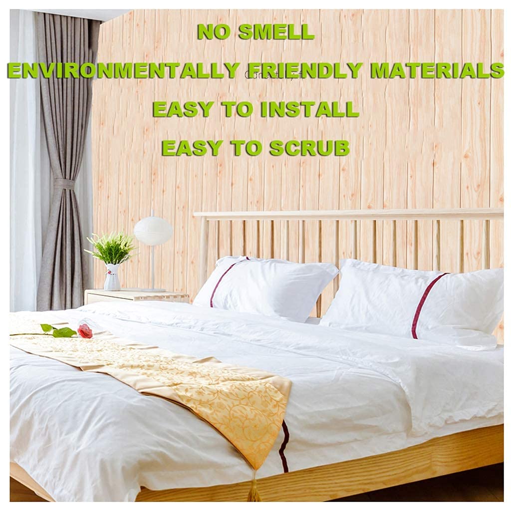Adhesivo 3D de ladrillo para pared, panel autoadhesivo con efecto de madera para decoración de dormitorio de estilo rústico