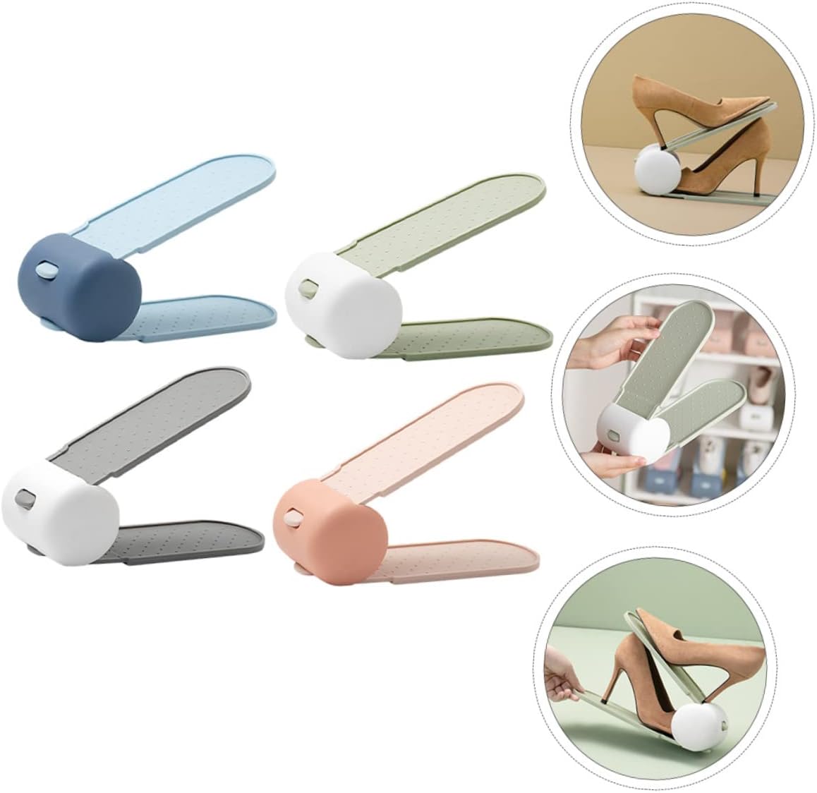 4pcs Expandable Shoe Rack Stacking Shoe Slot Organizer Non-Skid Storage for Home Hotel