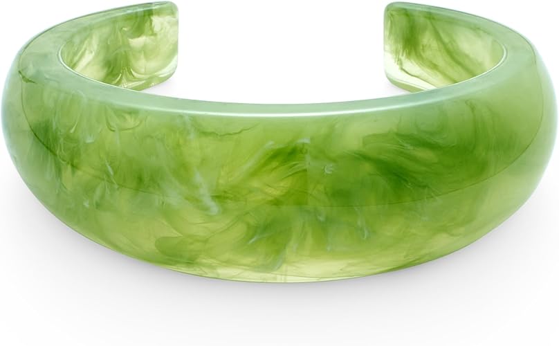 WOWORAMA Acrylic Resin Cuff Bracelet for Women Colorful Acrylic Dome Open Bangles Beige Tortoise Brown Chunky Mottled Acetate Resin Bracelets Jewelry