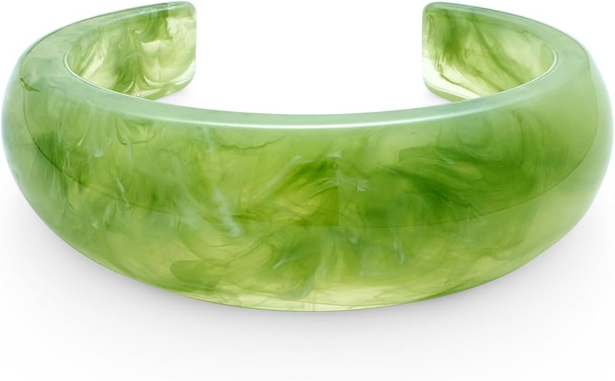 WOWORAMA Acrylic Resin Cuff Bracelet for Women Colorful Acrylic Dome Open Bangles Beige Tortoise Brown Chunky Mottled Acetate Resin Bracelets Jewelry