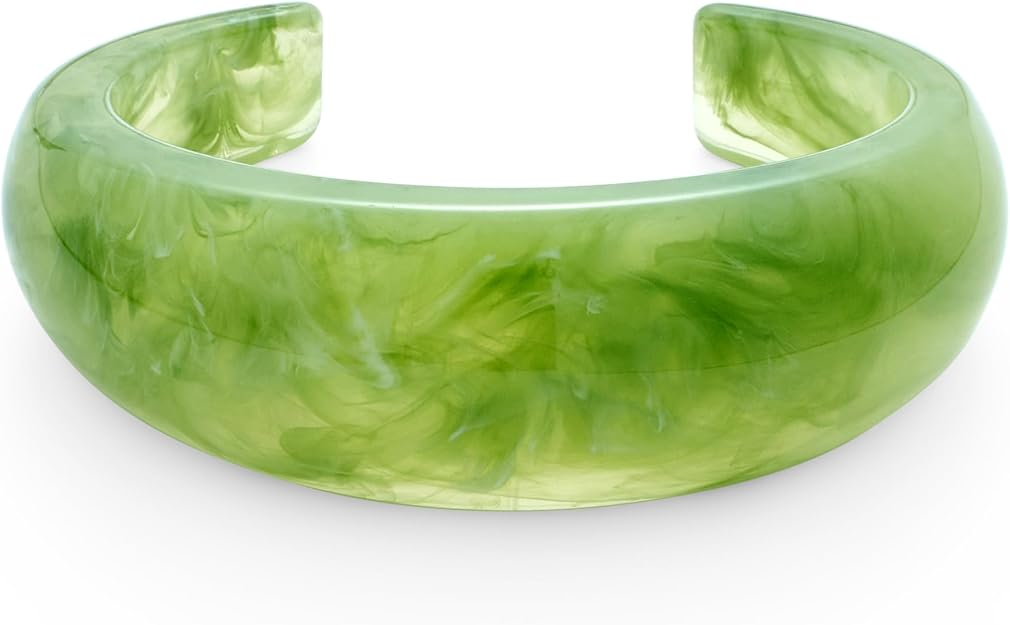 WOWORAMA Acrylic Resin Cuff Bracelet for Women Colorful Acrylic Dome Open Bangles Beige Tortoise Brown Chunky Mottled Acetate Resin Bracelets Jewelry