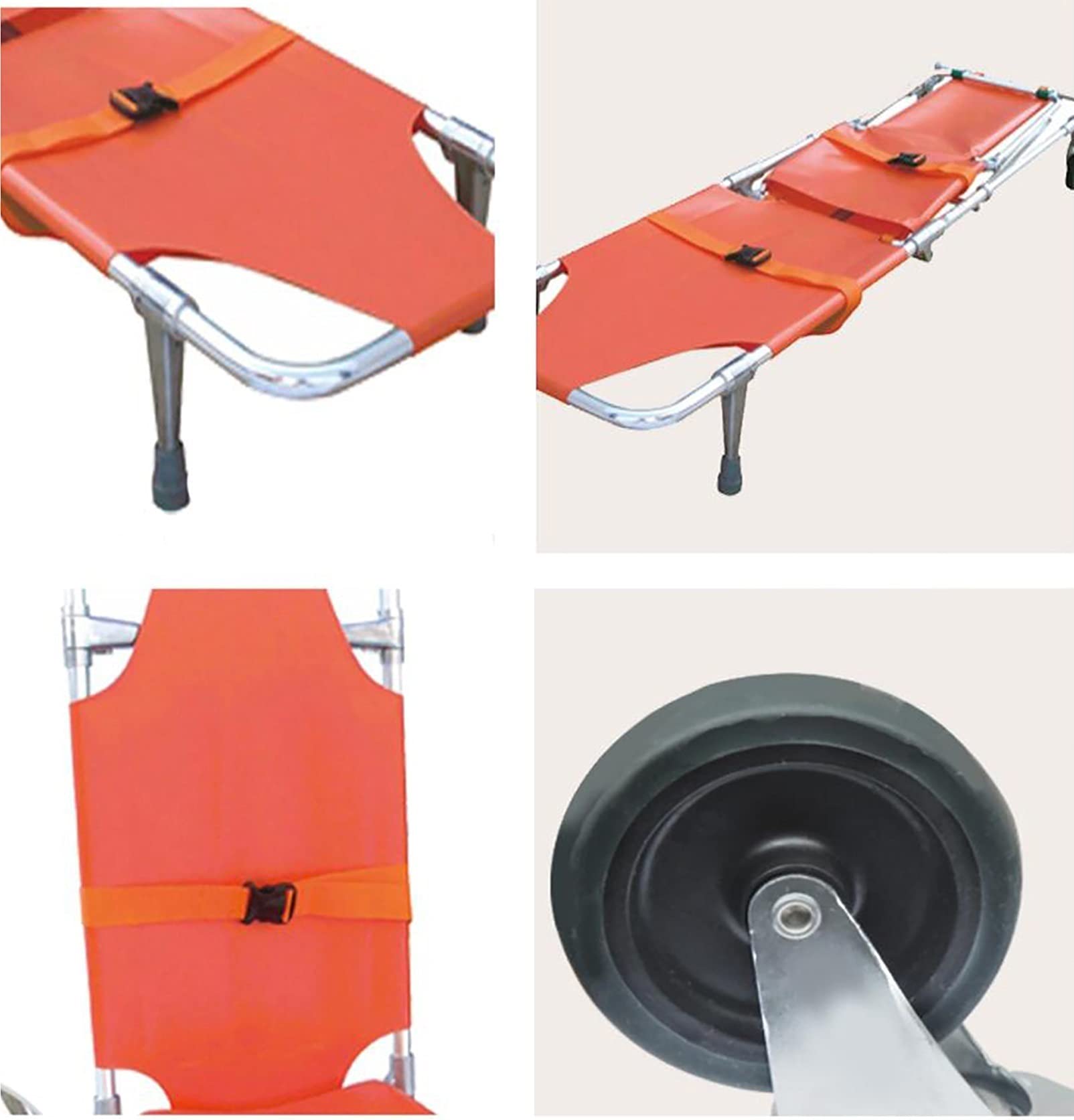 CEEBUS Camilla de Rescate de Emergencia, Silla Plegable de Aluminio para Escalera de evacuación de Bombero con 2 pies de Apoyo y Ruedas