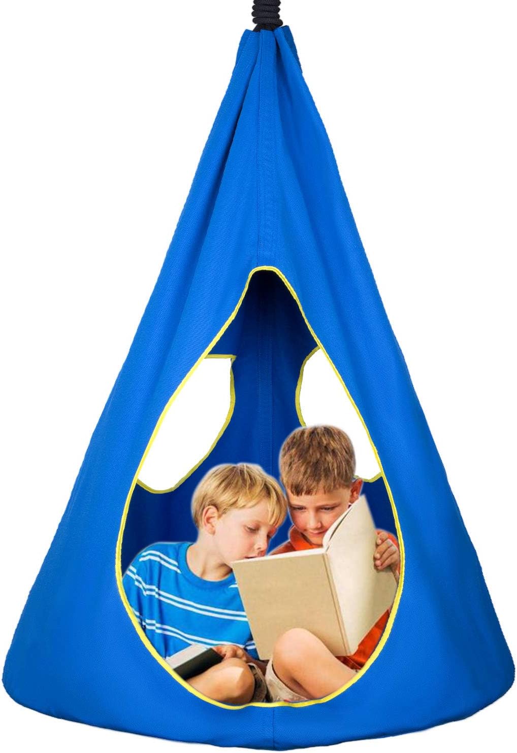 SUCHDECO Kids Hanging Tree Tent, Nest Hammock Swing Chair for Boys & Girls, Pod Swing Seat for Indoor Outdoor, Detachable Play Tent Swing for Bedroom(33 Inch, Blue)