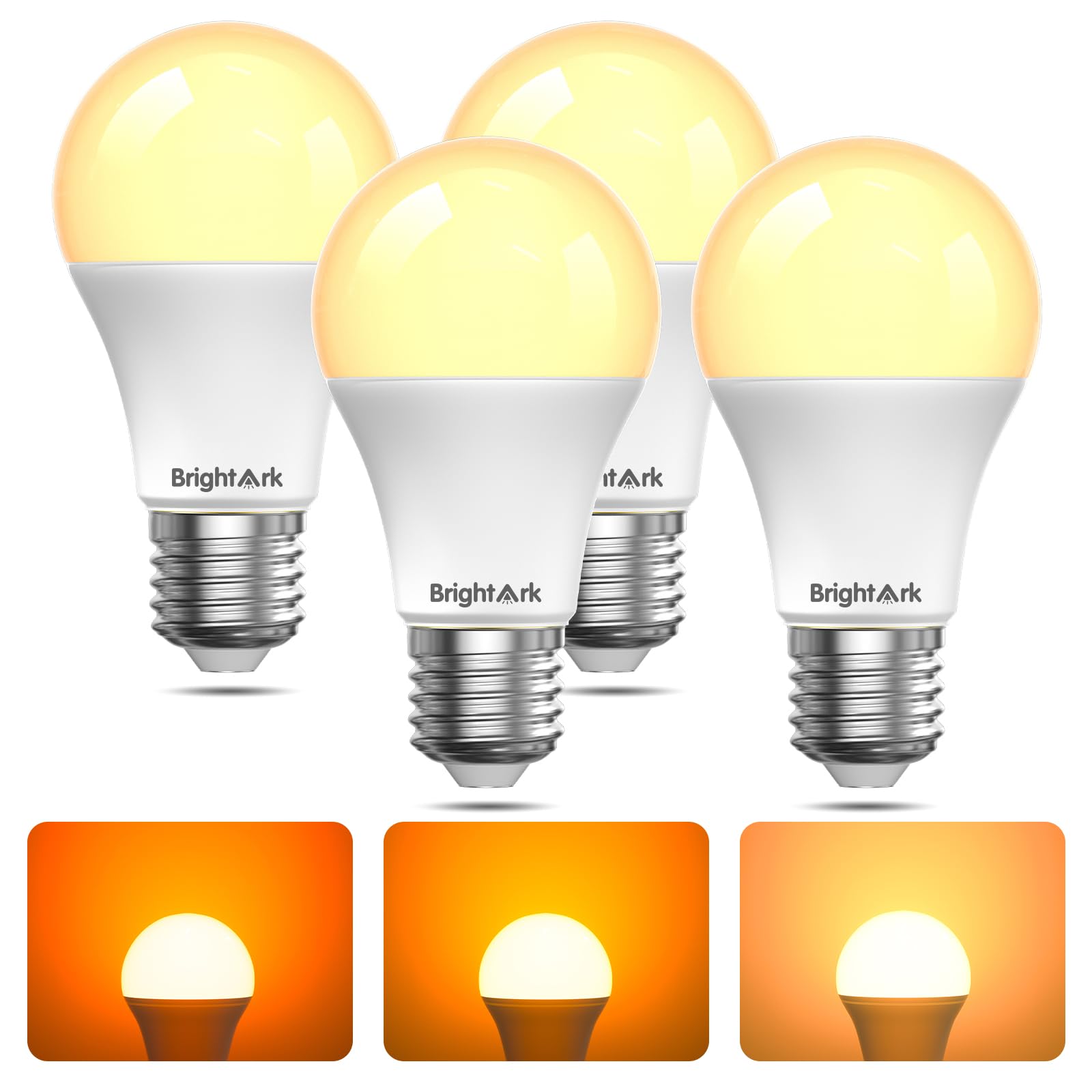 E27 Amber Light Bulbs, 9W LED Bulb Blue Light Blocking for Bedroom, 4 Pack
