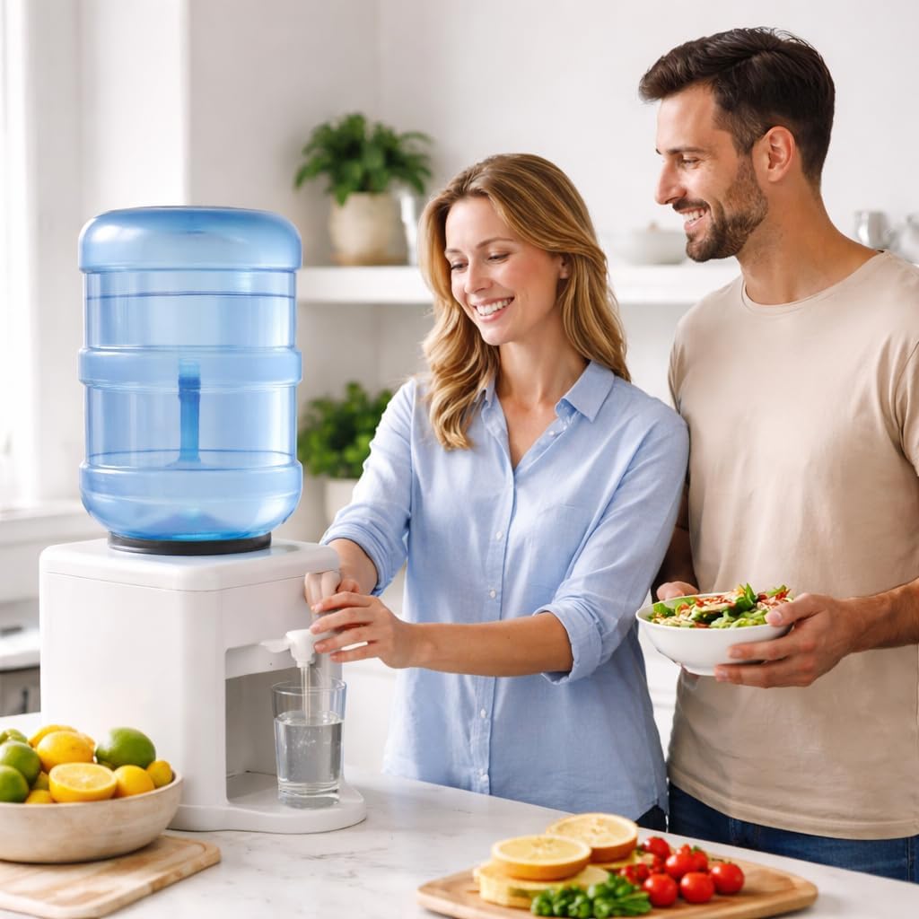 5 Gallon Water Bottle, BPA-Free Reusable Water Jug for Top & Bottom Load Dispensers, Durable Heavy-Duty Plastic, Leak-Resistant Cap