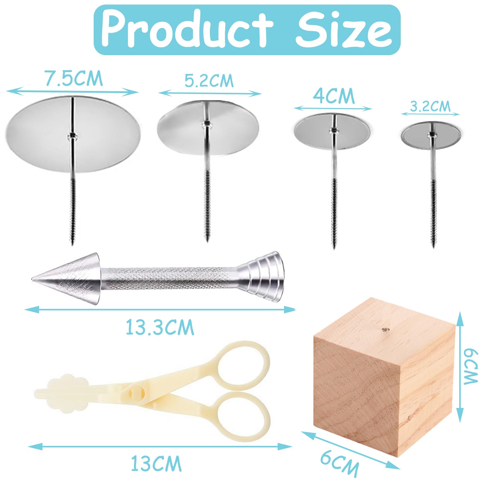 8 Piece Icing Flower Nail Set, 4 Size Cake Decoration Icing Flower Nail and Cup Cake Decoration, 2 Flower Lifters - Image 2