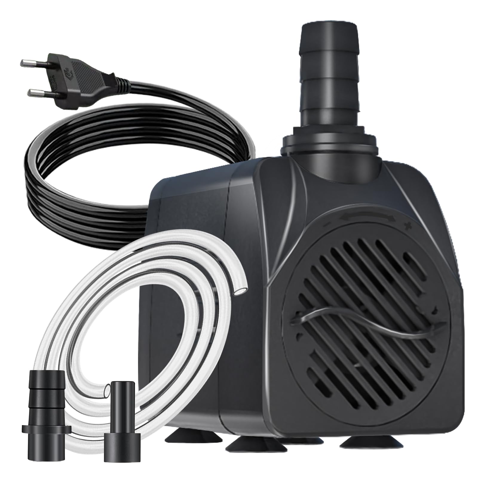 Bomba de Agua Sumergible 10W 600L/H, con Protección contra Sobrecalentamiento, Funcionamiento Ultrasilencioso. Para Estanques, Acuarios y Sistemas Hidropónicos. Incluye Cable de 1.5m Caudal Ajustable.