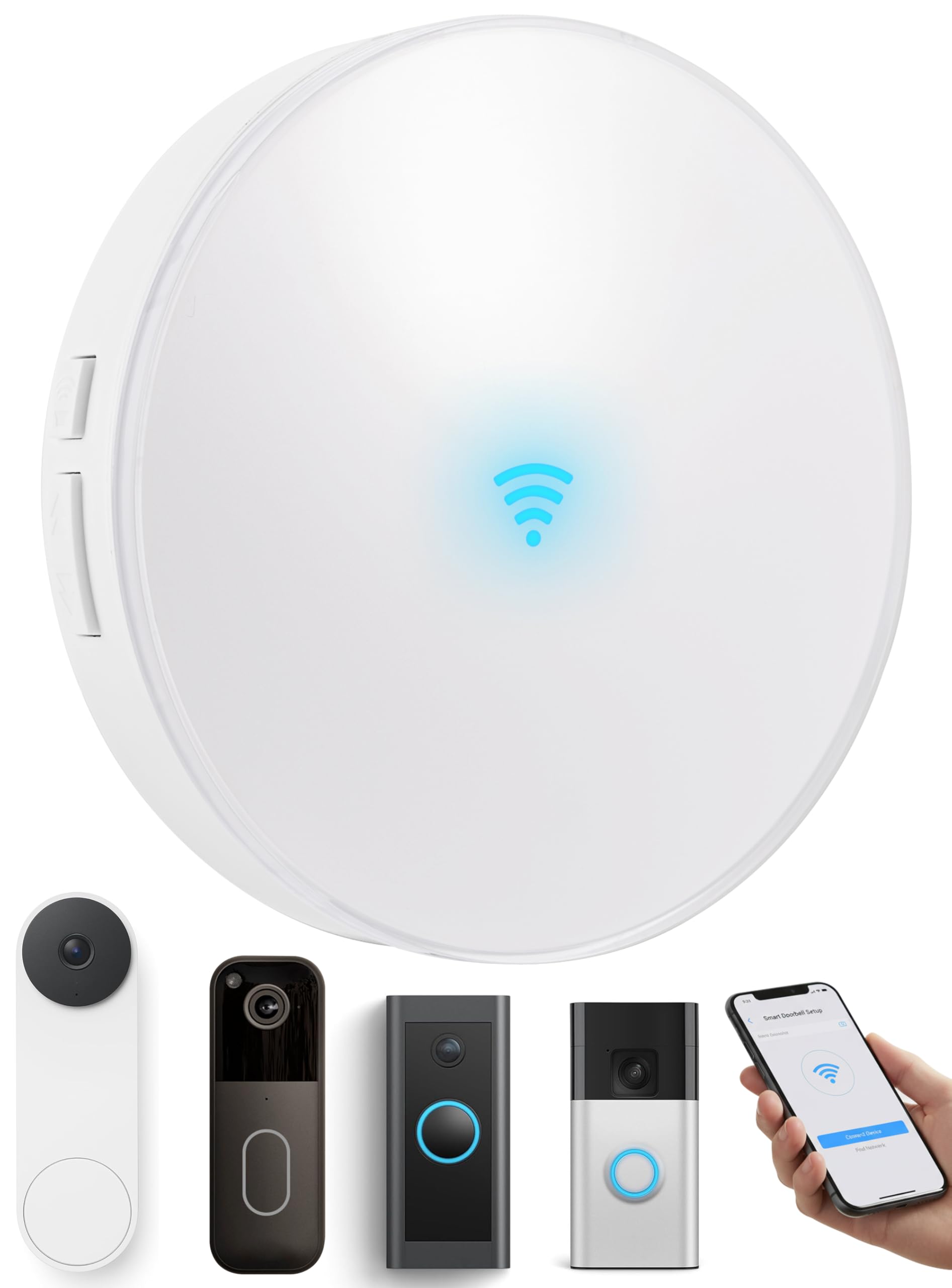 Smart Wireless Doorbell Chime, Compatible with Ring/Blink/Google Nest, Work with Alexa, No Wiring/Subscription,No Range Limits,32 Chimes,5 Volume Levels 0-110dB, Ideal for Large Homes/Villa