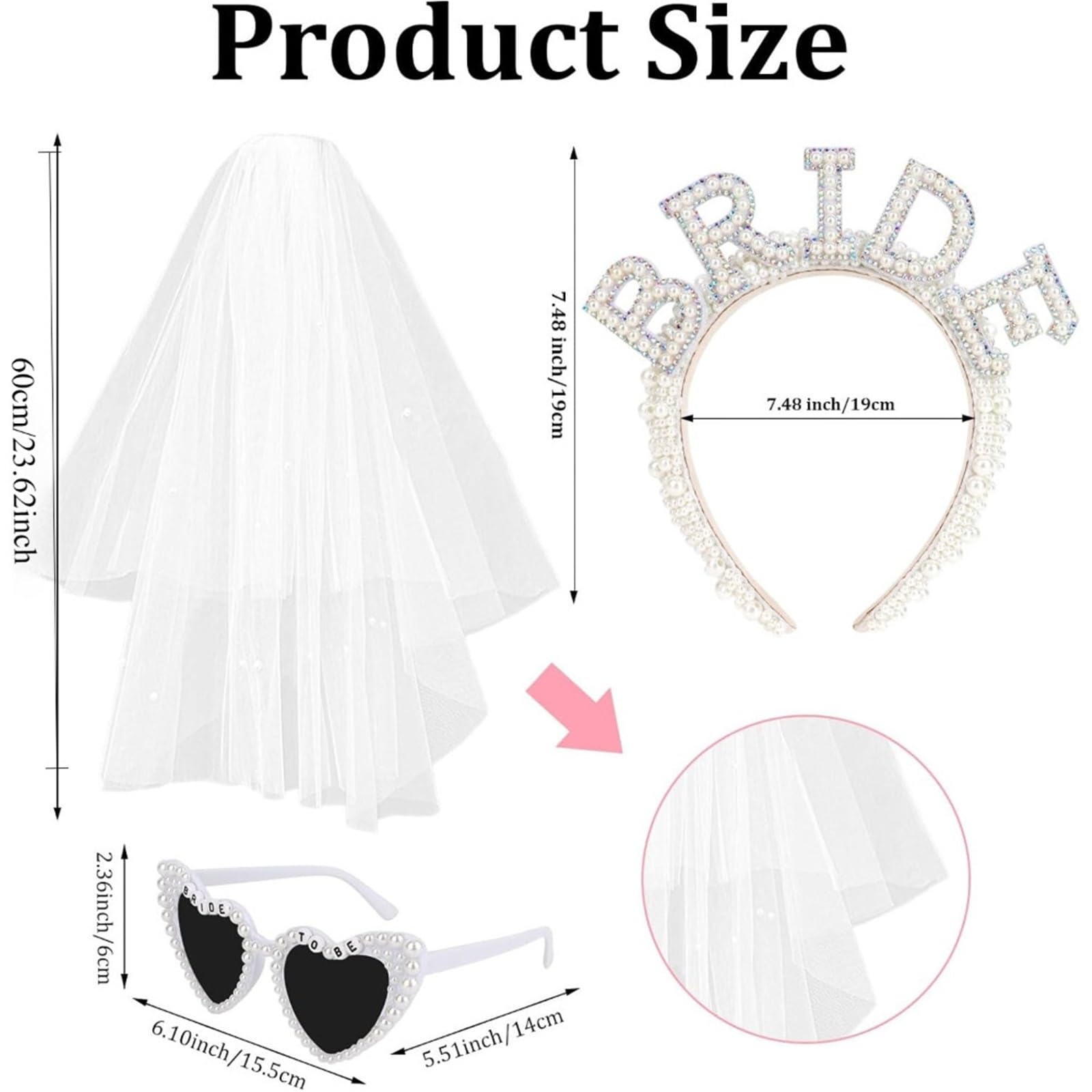 schleier jga Bride to be Schleier-Brautparty | Herz-Sonnenbrille for Junggesellenabschied, Zubehör, Hochzeit