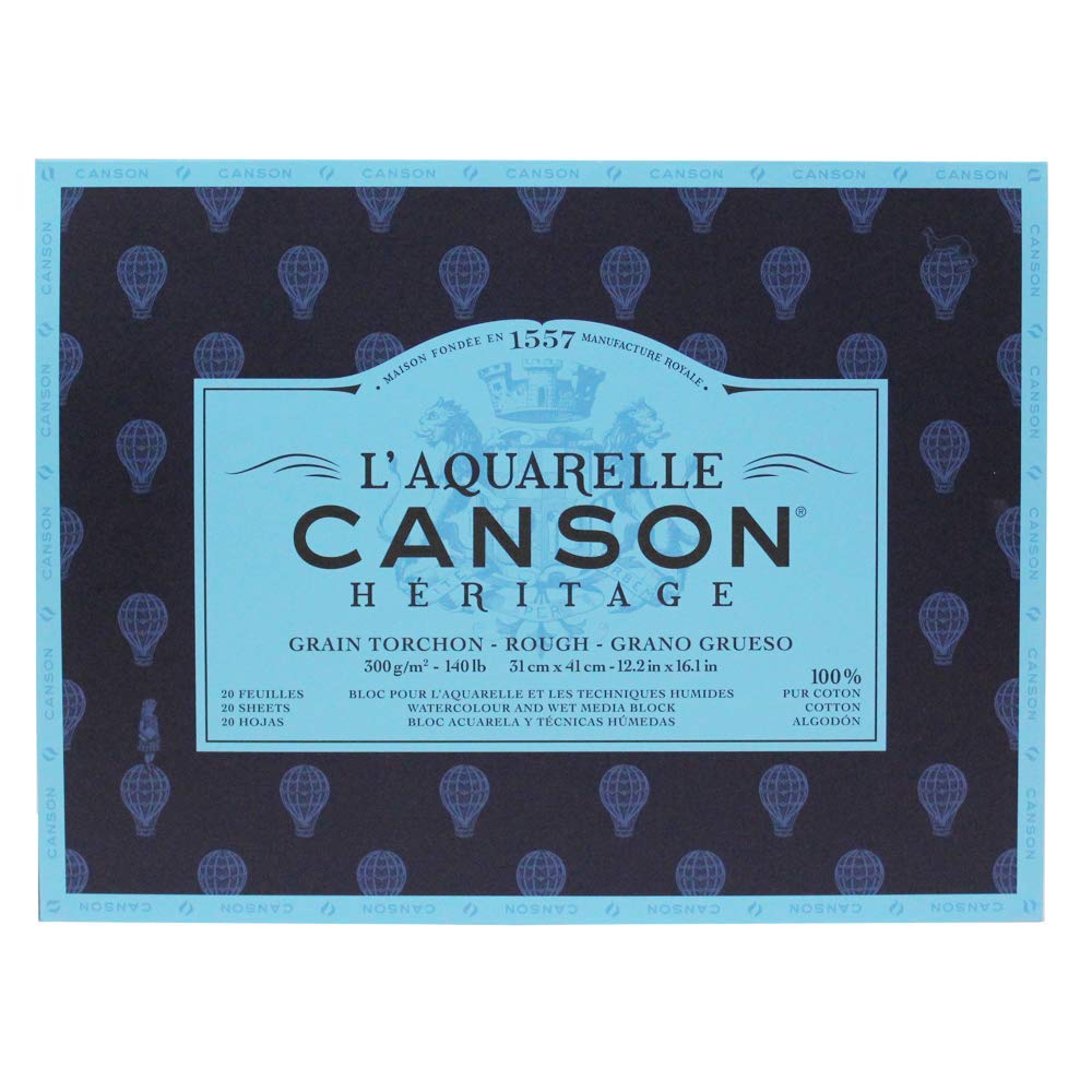 Canson Heritage blok akwarelowy klejony na 4 bokach, 31x41 cm, 20 arkuszy, 300 g/m², gruboziarnisty (rough grain)