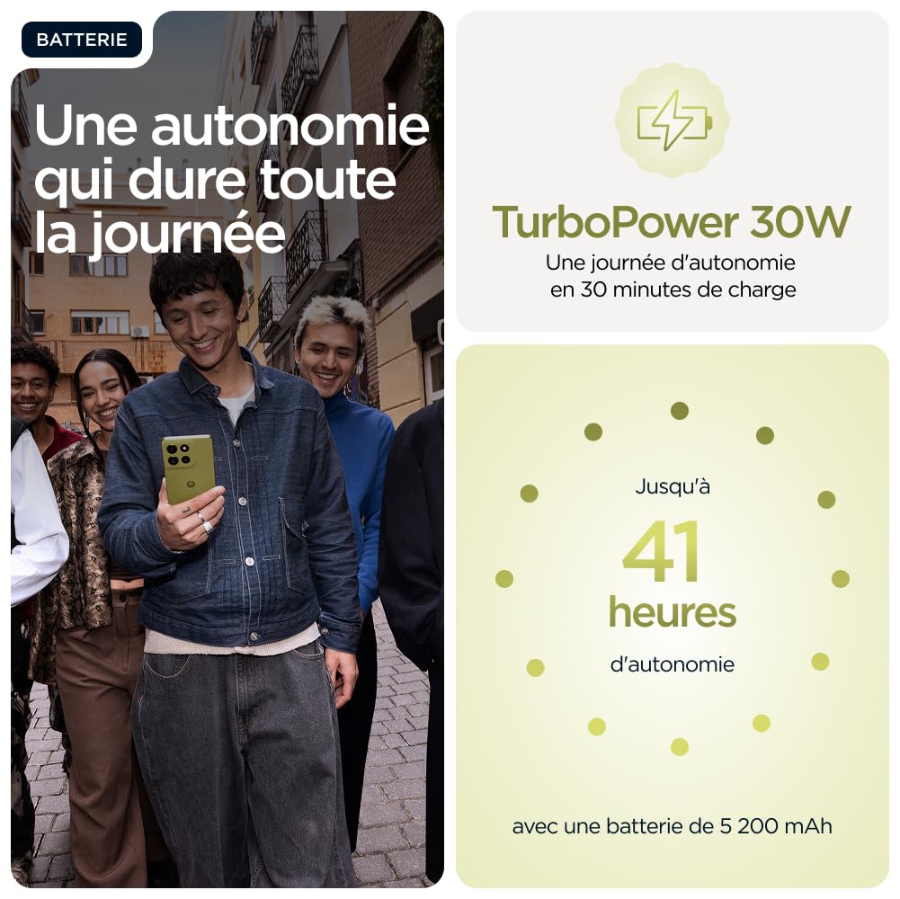 Moto g 86 8, 256 Go, Golden Cypress (Vert) | smartphone debloqué, écran 6,67", appareil photo 50 MP, batterie 5200 mAh, coque de protection et câble USB C inclus