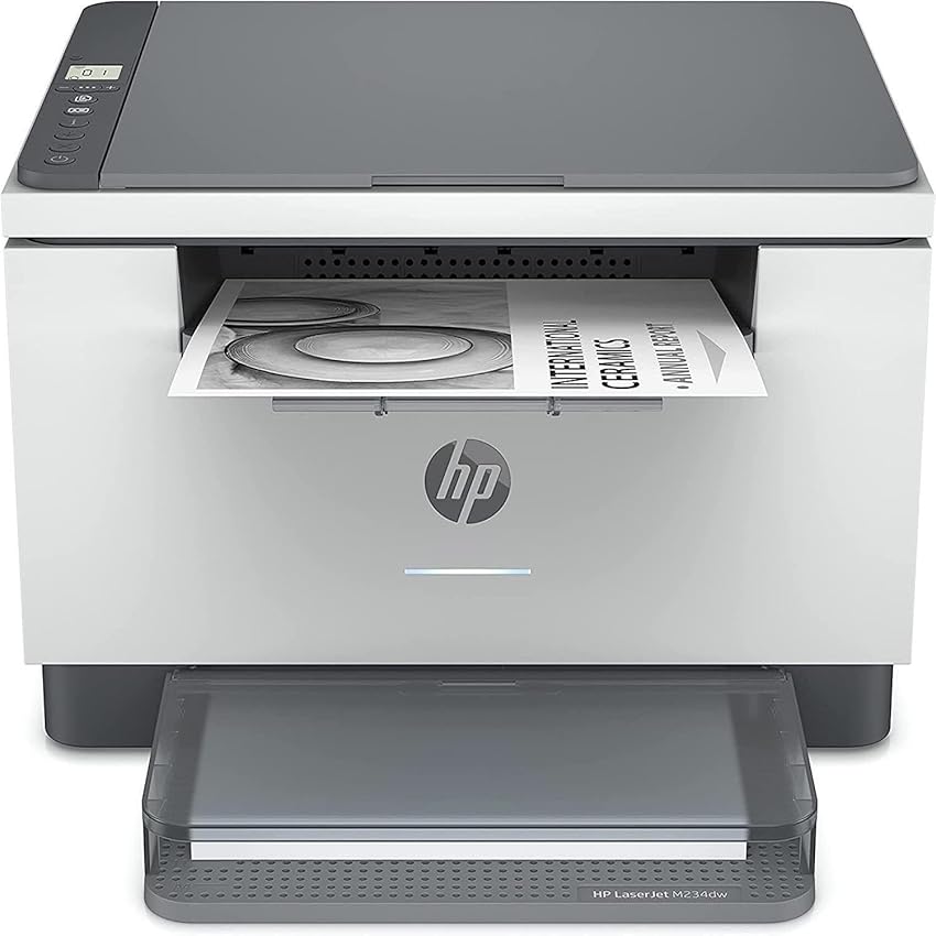 HP LaserJet M234dw 6GW99F, Stampante Multifunzione A4, Stampa Fronte e Retro Automatica in Bianco e Nero, 29 ppm, USB, Wi-Fi, Ethernet, Smart, No Fax, No ADF, Schermo LCD a icone, Grigia