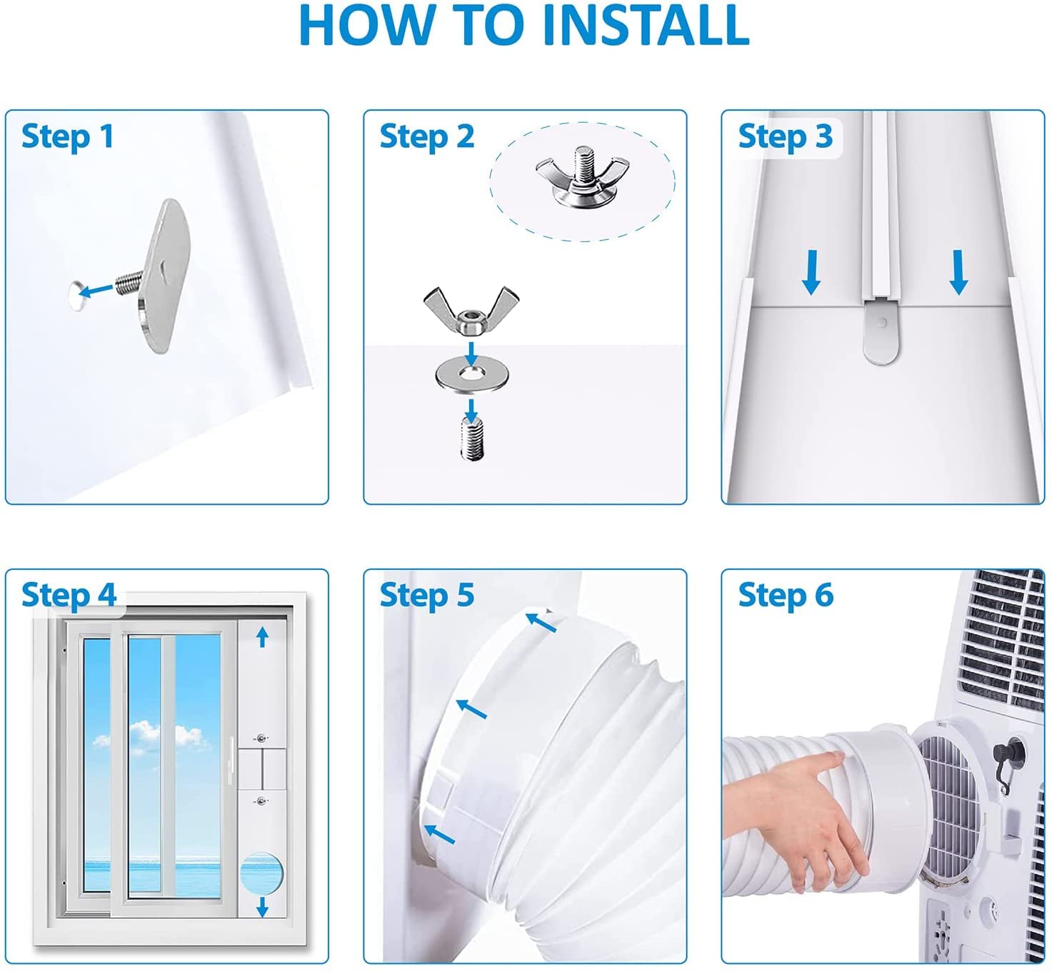 Kit de Sello de Ventana Universal para Aire Acondicionado Portátil de Manguera de Escape con Acoplador Kit de Ventilación de CA Ajustable Sello de PVC para Ventana Corrediza (Para Tubo de 15cm)