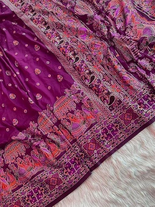 Image of SWORNOF Women's kanjivaram banarasi silk saree Zari Woven for festival Wedding silk with rich pallu Design sarees for women with Unstitched blouse piece