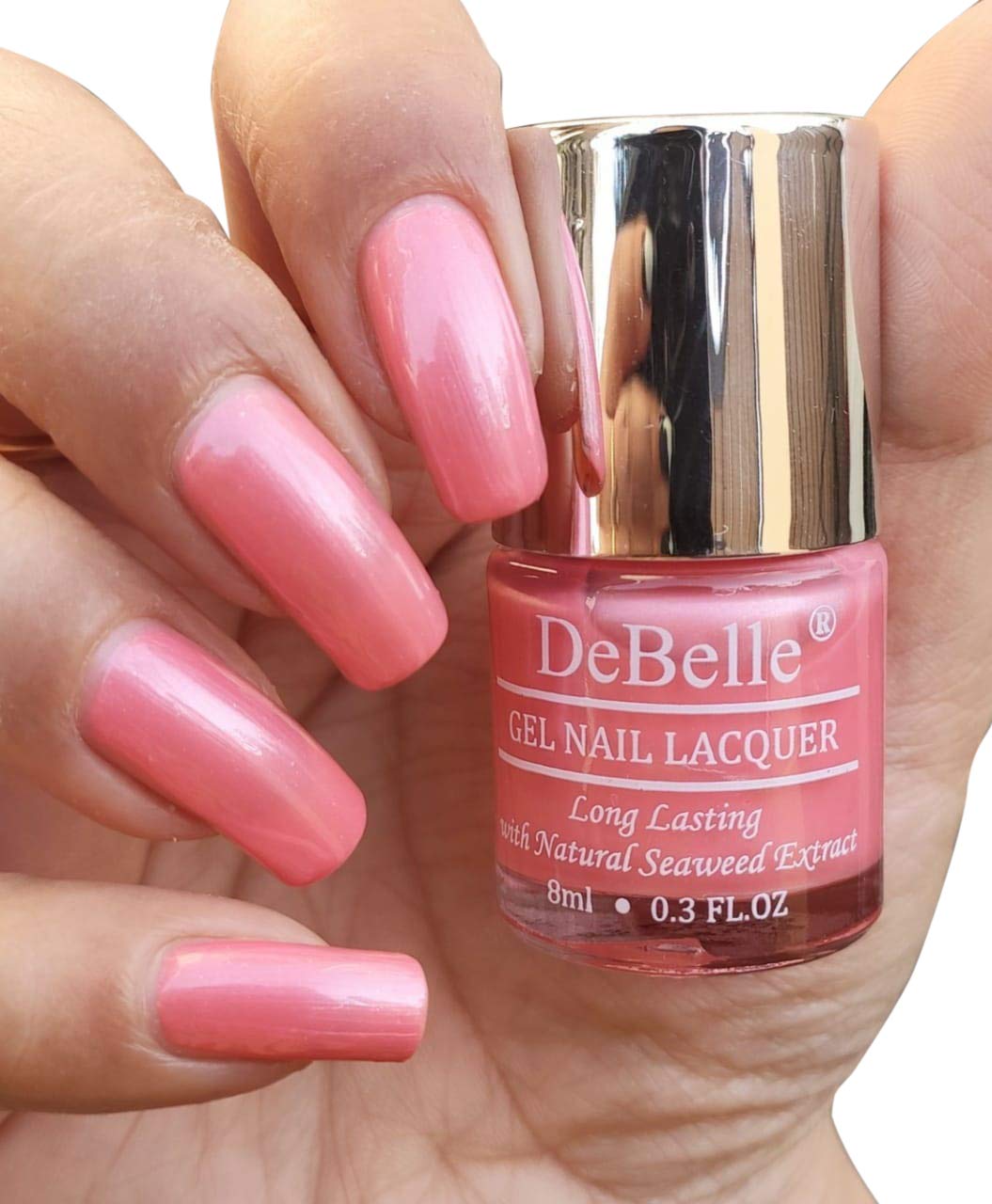 DeBelleGel Nail Polish Miss Bliss (Rose Pink Nail Paint)|Non UV - Gel Finish |Chip Resistant | Seaweed Enriched Formula| Long Lasting|Cruelty and Toxic Free| 8ml