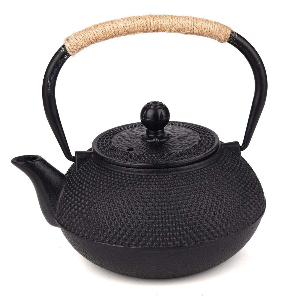 Meilleure théière japonaise en fonte avec infuseur à thé en acier inoxydable 1000 ml, Fonte, Noir, 1L
