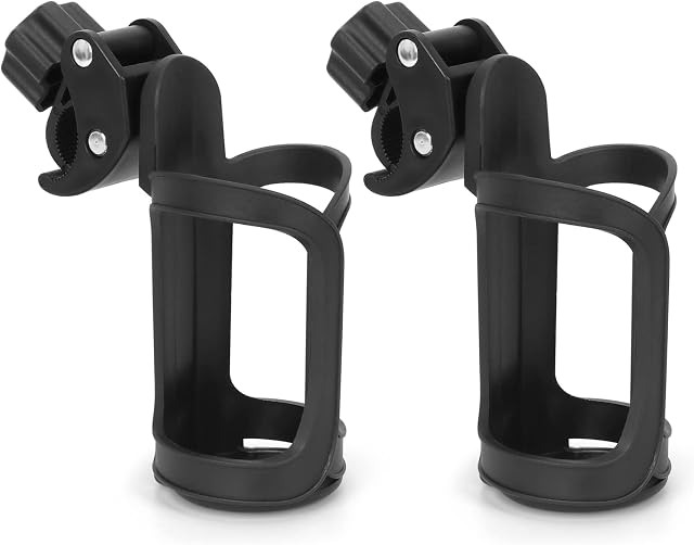 Skycase Bicycle Water Bottle Holder, 2 packs Bike Cup Holder,Universal Stroller Cup Holder for Bicycle, Stroller, Wheelchair, Walker, Trolley, Motorcycle-Black