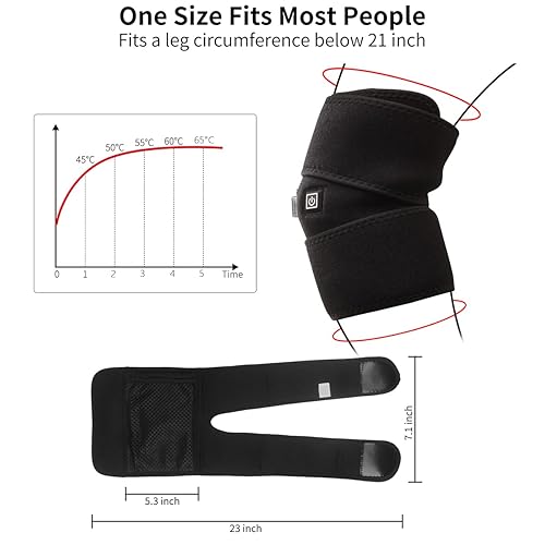 Miniatura 2 de Rodillera térmica, almohadilla térmica de rodilla con 3 temperaturas ajustables, calentador de rodilla para ancianos en clima frío, terapia de calor
