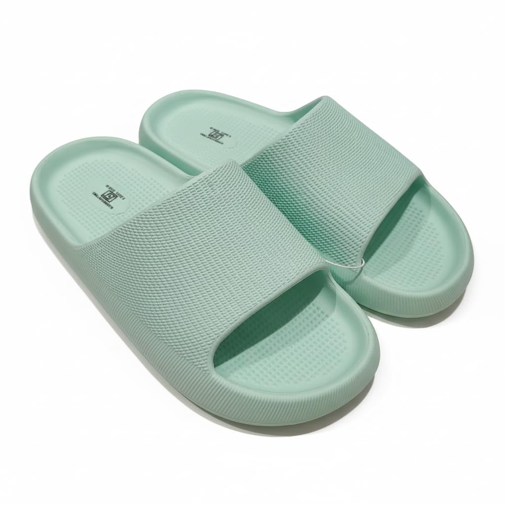 Simple and Lightweight Women's Bathroom Slippers(Mint Green, 37-38)