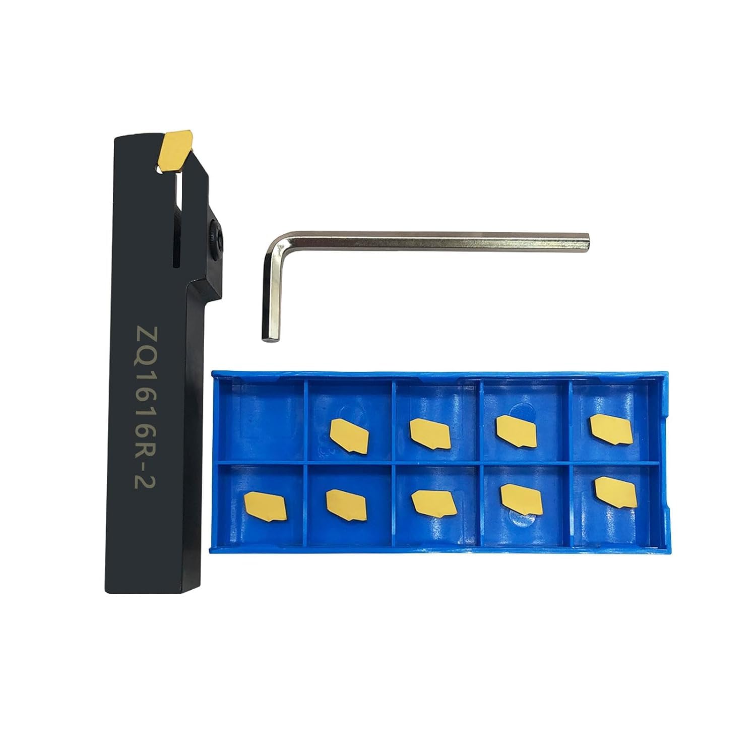 Outil à rainurer et à fente, support de burin 5/8" à tige ZQ1616R-2/3 avec 10 embouts rotatifs en carbure de tungstène SP200/300 (porte-outils à tige 5/8" avec inserts SP200)