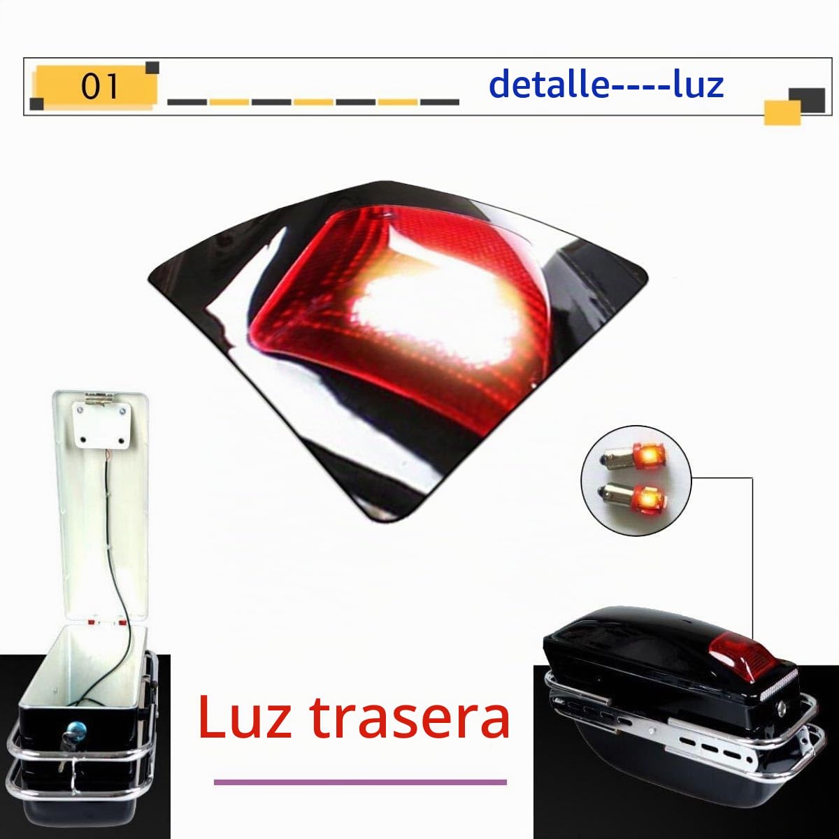 Baúl Lateral con Cierre De Seguridad Maletas Laterales De ABS Baul Moto Cuadrado/Scooter Maleta /6 Colores/Kit De Montaje(Black)