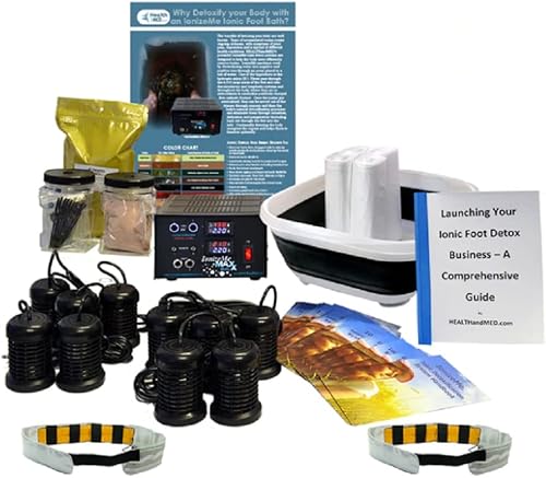 IonizeMe Maxx Dual (paquete de negocios) - Potente máquina de desintoxicación de baño de pies iónico de 20 voltios fabricada en Estados Unidos.
