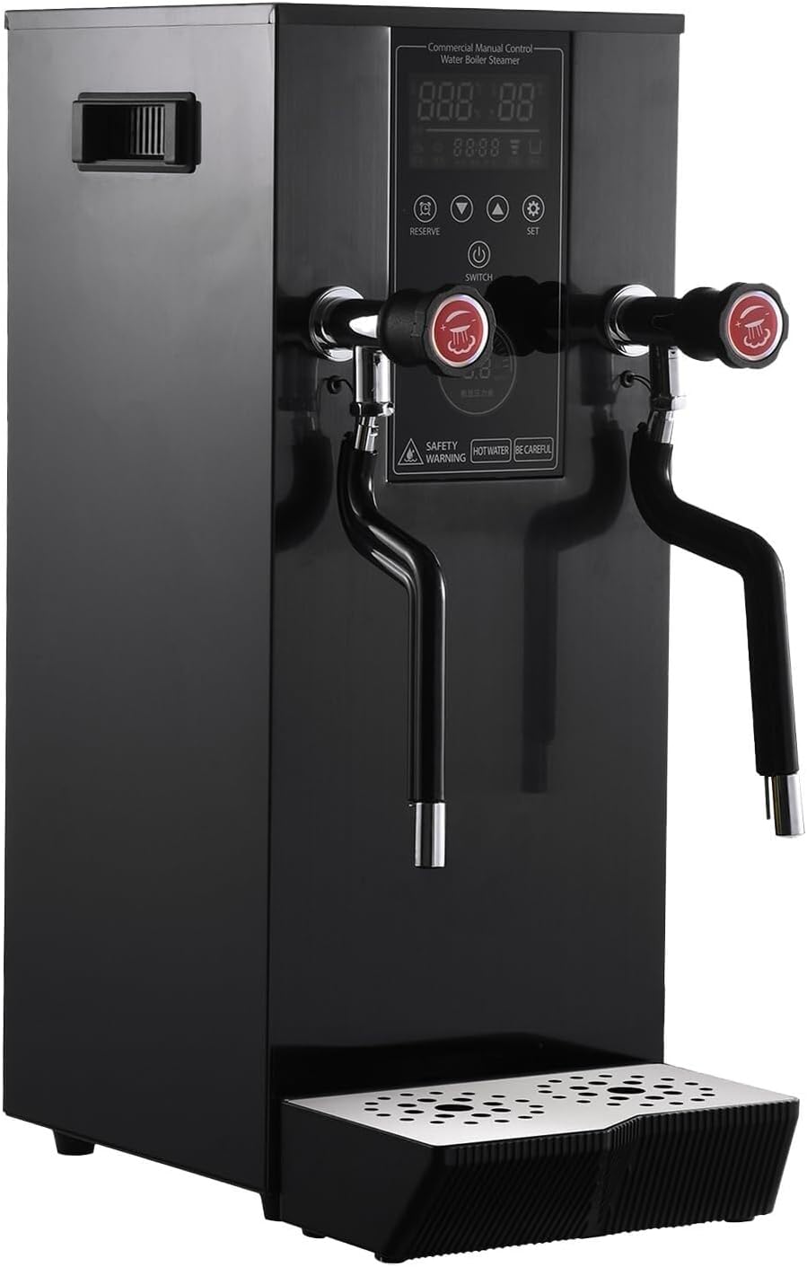 Generic 12L Commercial Milk Frother, Milk Warmer for Coffee, 1400W Steam Milk Frothing Machine with LED Display, Stainless Steel Double-Head, for Tea Coffee Dessert Hotel Shop