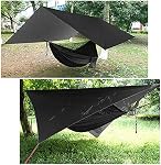 Oversized rain Tarpaulin,Camping Hammock with Mosquito Net Rain Fly Heavy Duty Tree Strap,Single Double Hammock Tent Waterproof Rainfly Set,Camping Backpacking Backyard Patio Hiking Travel(Black )