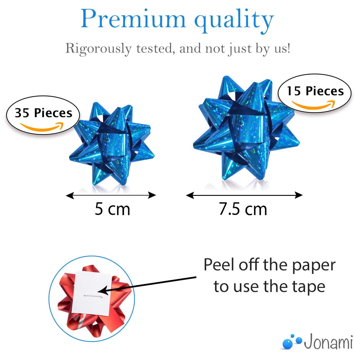 Jonami Lazos de Regalo Pequeños Autoadhesivos Holográfico Multicolor para Navidad