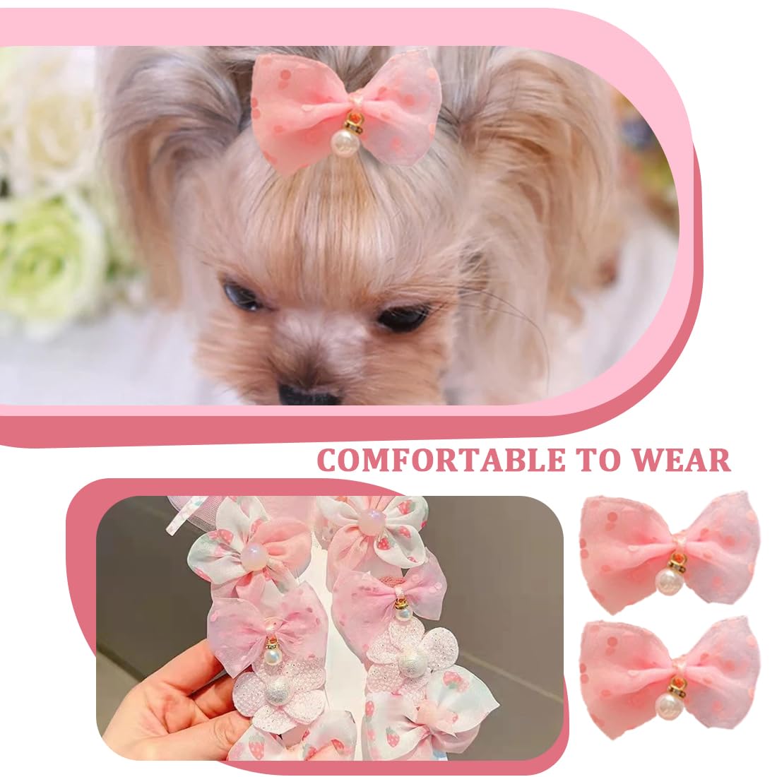 Accessori per cani pelo 10 Pezzi Stili Misti Rosa Fiocco Fermagli Capelli Piccoli Archi Mollette Toelettatura Bellezza