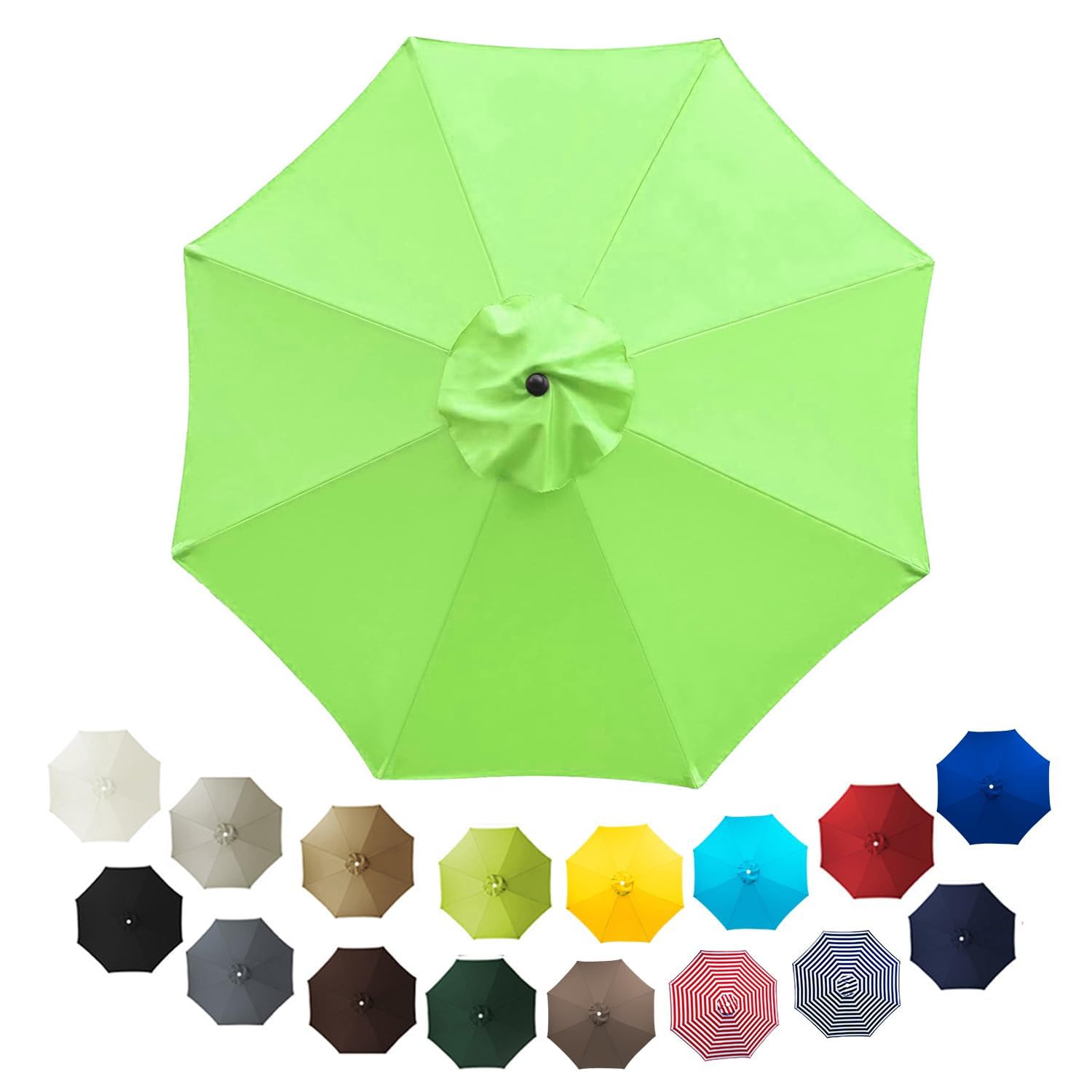 Auvent de remplacement de parasol 3m 8 bras vert extérieur