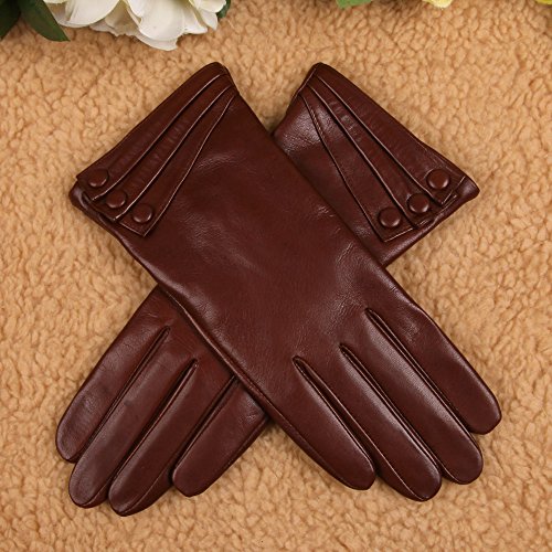 Warmen Women's Touchscreen Texting Driving Winter Warm Nappa Leather Gloves - 6.5 (US Standard size) - Saddle (Touchscreen Function/Cashmere Lining)