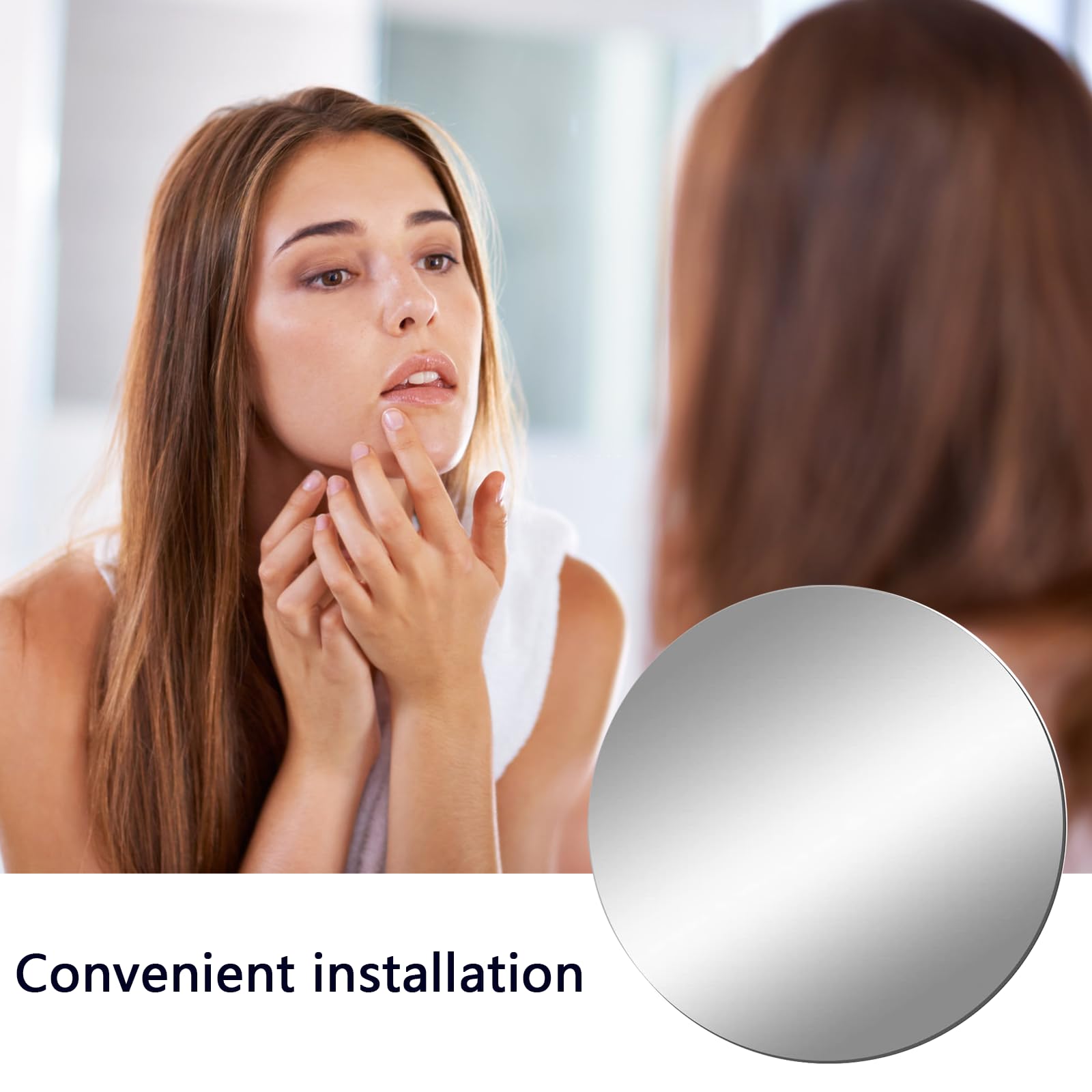 Specchio Rotondo Autoadesivo 30 Cm - Acrilico, Infrangibile, Con Adesivi - Per Parete, Camera, Decorazione Fai Da Te - Foto 3