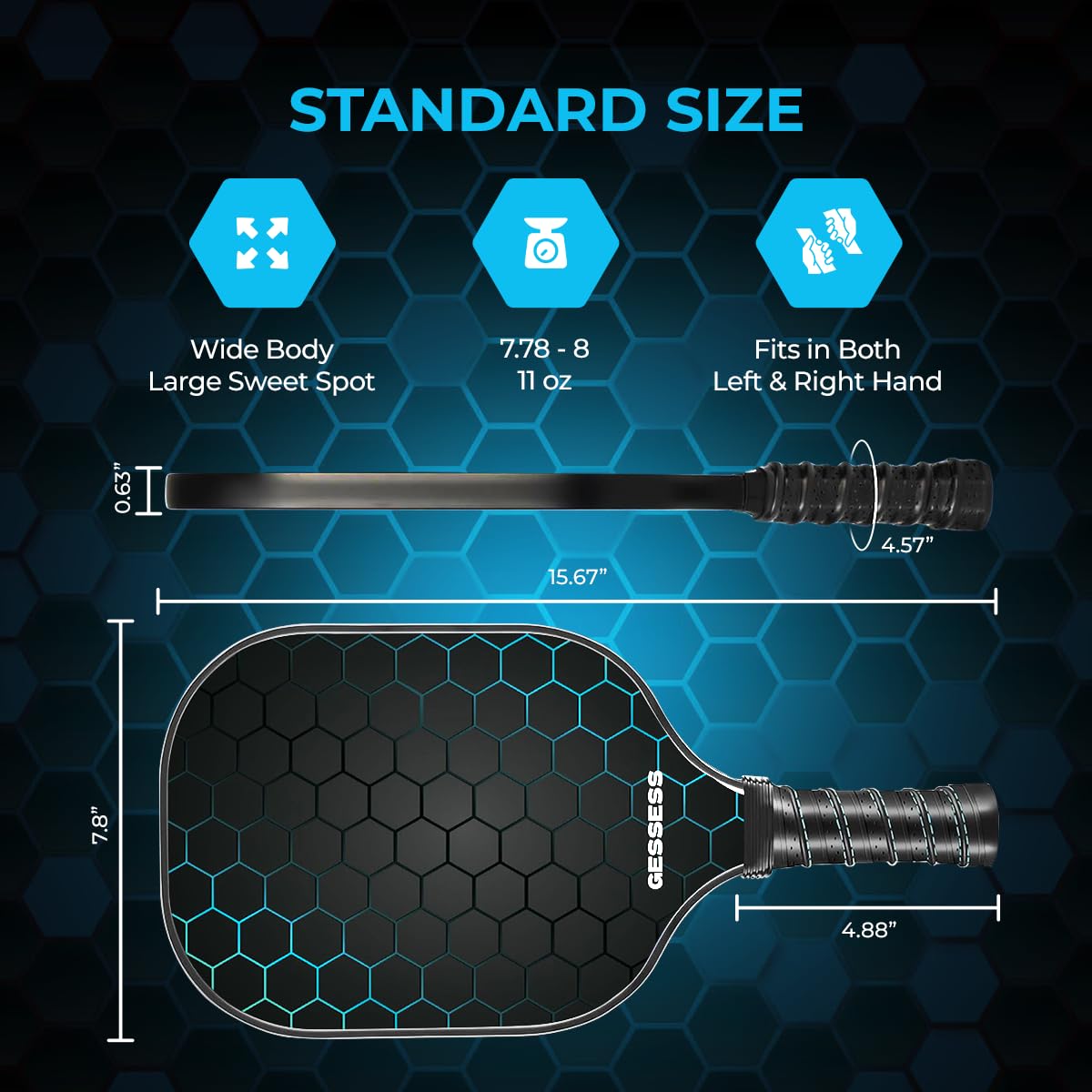 Pickleball Paddles Set of 2, USAPA Approved Carbon Fiber Pickleball Paddle with 4 Pickleballs, 2 Wrist Bands, Towel & Bag - Lightweight Friction Surface Pickle Ball Rackets for Indoor Outdoor Play