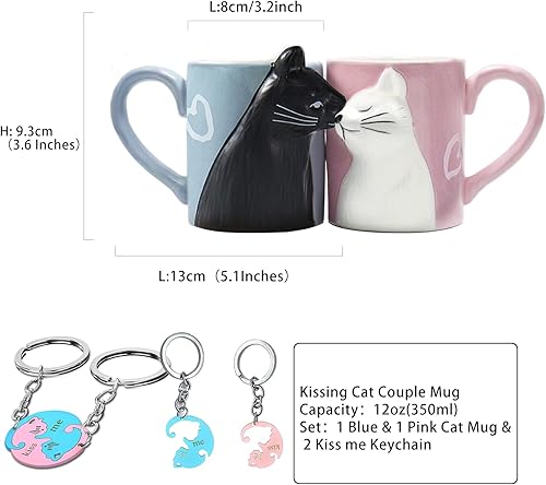 Miniatura 4 de BigNoseDeer Regalos para parejas, bonita taza de café de cerámica a juego para parejas, regalos de boda, regalo de aniversario de compromiso para